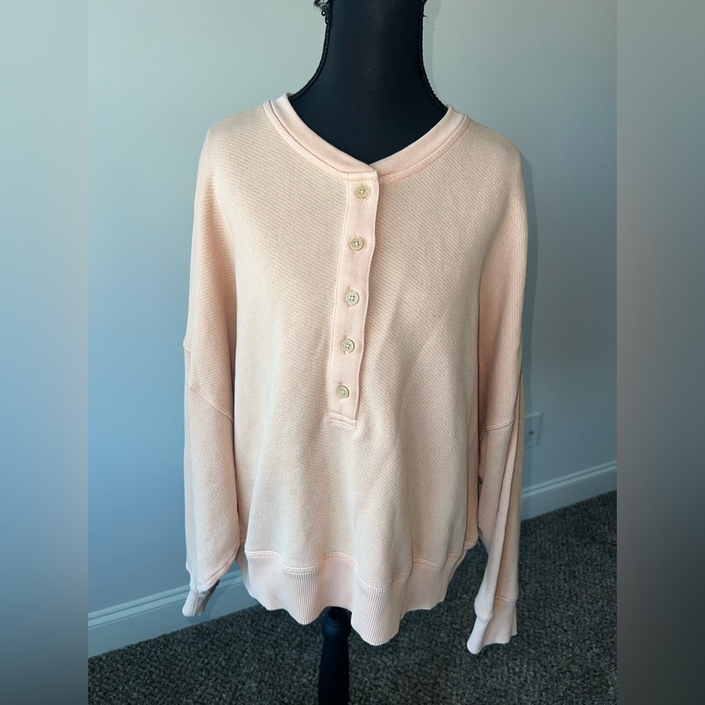 American Eagle Long Sleeve Relaxed Fit Sweatshirt Top with buttons Size XL